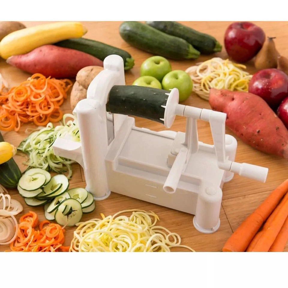 3 Hojas Espiralizador Calabacín Espagueti Cortador de Verduras Fideos de Frutas 3 en 1 NUEVO Foto 4 de 4