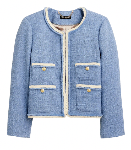 NWT J.Crew Frances Lady Jacket in Pale Seascape Blue Maritime Tweed 14