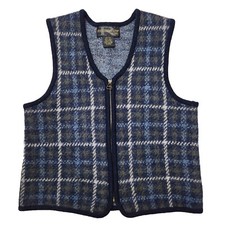 Vtg 100 Wool Plaid Vest Womens PP Academia French Preppy Sustainable Professor
