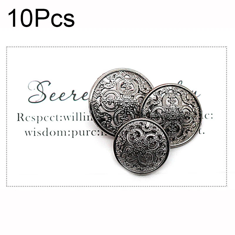 10pcs Hollow Flower Carved Metal Shank Button Sewing Embellishment 15/18/20mm - Image 4 of 4