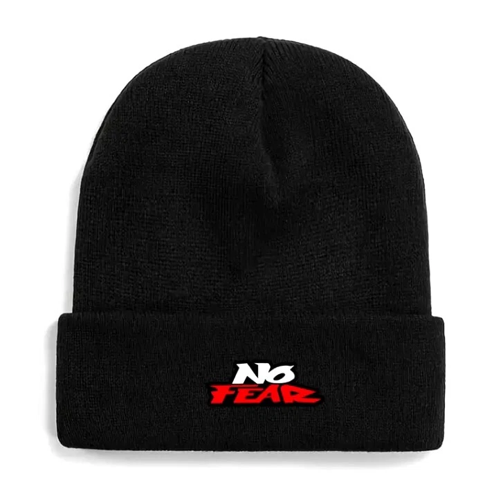 NO Fear™ - Black Knit Beanie Cap Hat W/ "Flex" logo Technology Applique