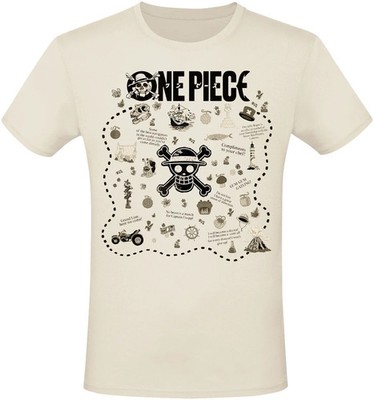 One Piece T-Shirt Herren Treasure Map natur Anime, Fan-Merch, TV-Serien