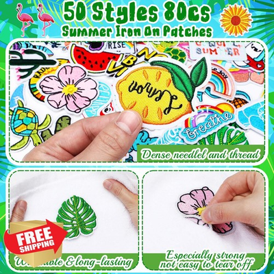 #ad Thiccywoov 80pc Summer Iron On Patches for Hats Backpacks Clothes $34.99