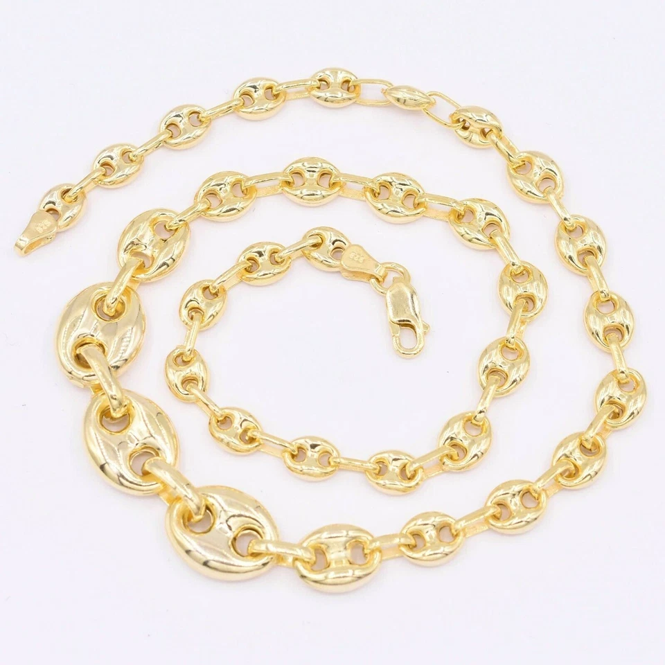 Colar corrente marinheiro soprado graduado 17" folheado a ouro amarelo 14K prata 925