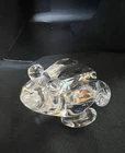 Large Signed Steuben Glass Frog Bullfrog Figurine W/ Big  Round Eyes 5” Heavy!
