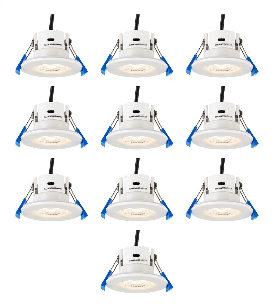 Pack Of 10 x Downlight White ShieldECO CCT Fixed Matt 3000K 4000K 6000K IP65