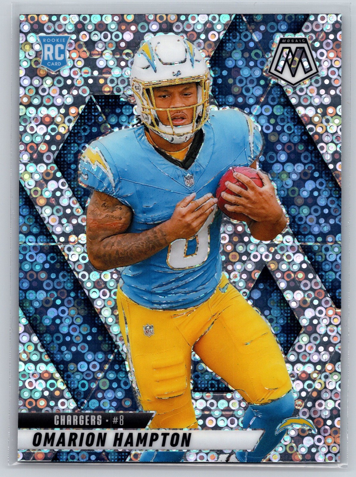 2025 Panini Mosaic #335 Omarion Hampton Mosaic No Huddle Silver