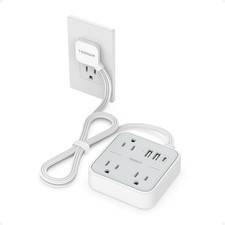 Short Extension Cord with Multiple Outlets 3 FT, Small Flat Plug Power Strip wi