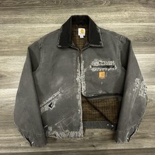 Vintage Carhartt Detroit Jacket Mens Medium Gray J97 GVL Distressed Blanket Y2K