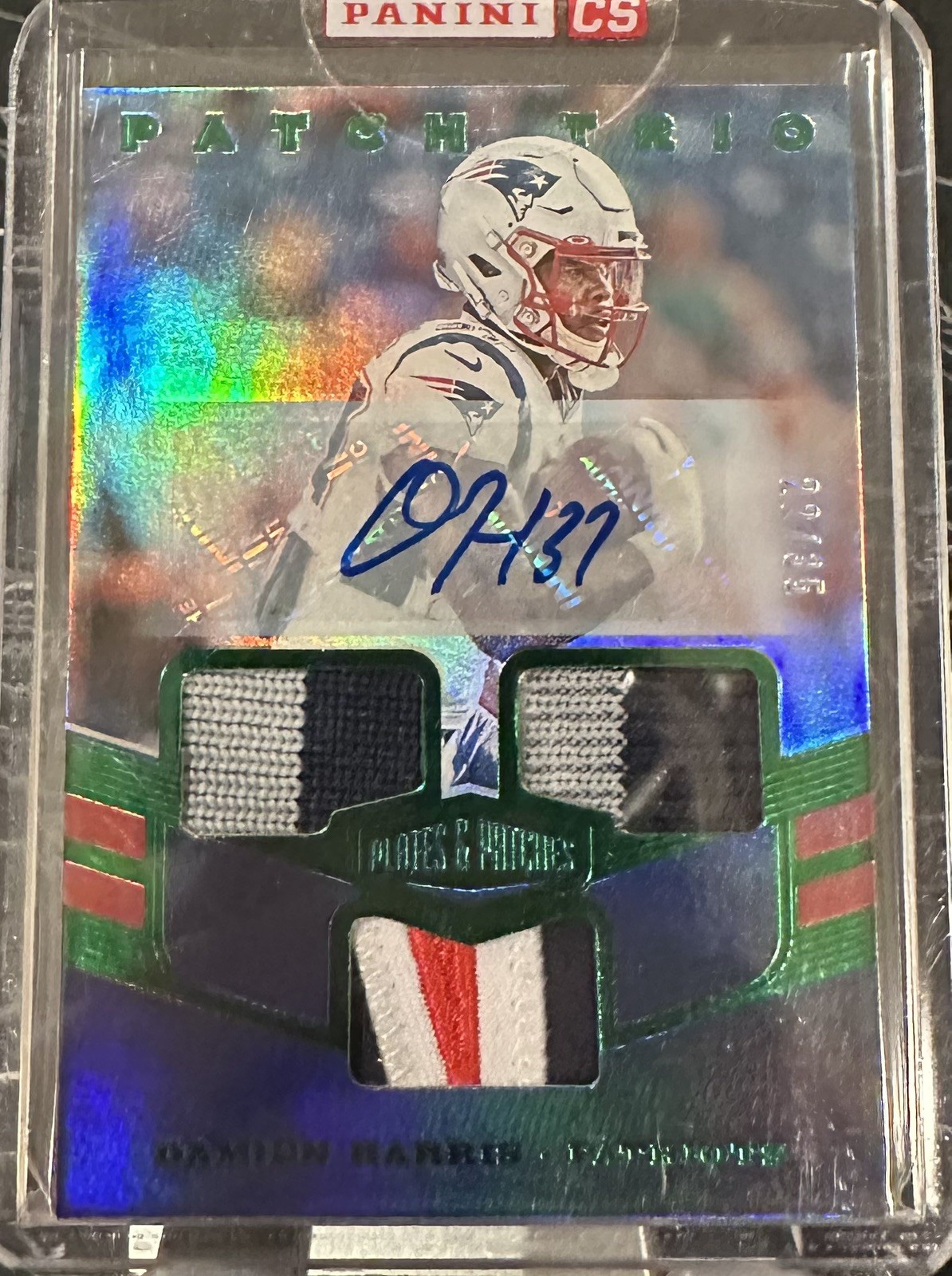 Damien Harris Panini Plates & Patches Patch Trio #DHA Autograph
