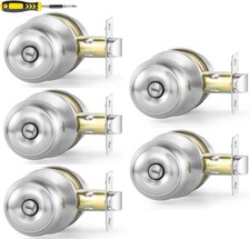 Interior Door Knobs for Bedroom or Bathroom Keyless, 5 Pack Satin Nickel