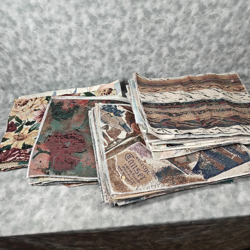 12 lb Lot ~105 Vintage Upholstery Fabric Samples 17x13 Tapestry Swatches Craft - Image 2 of 4