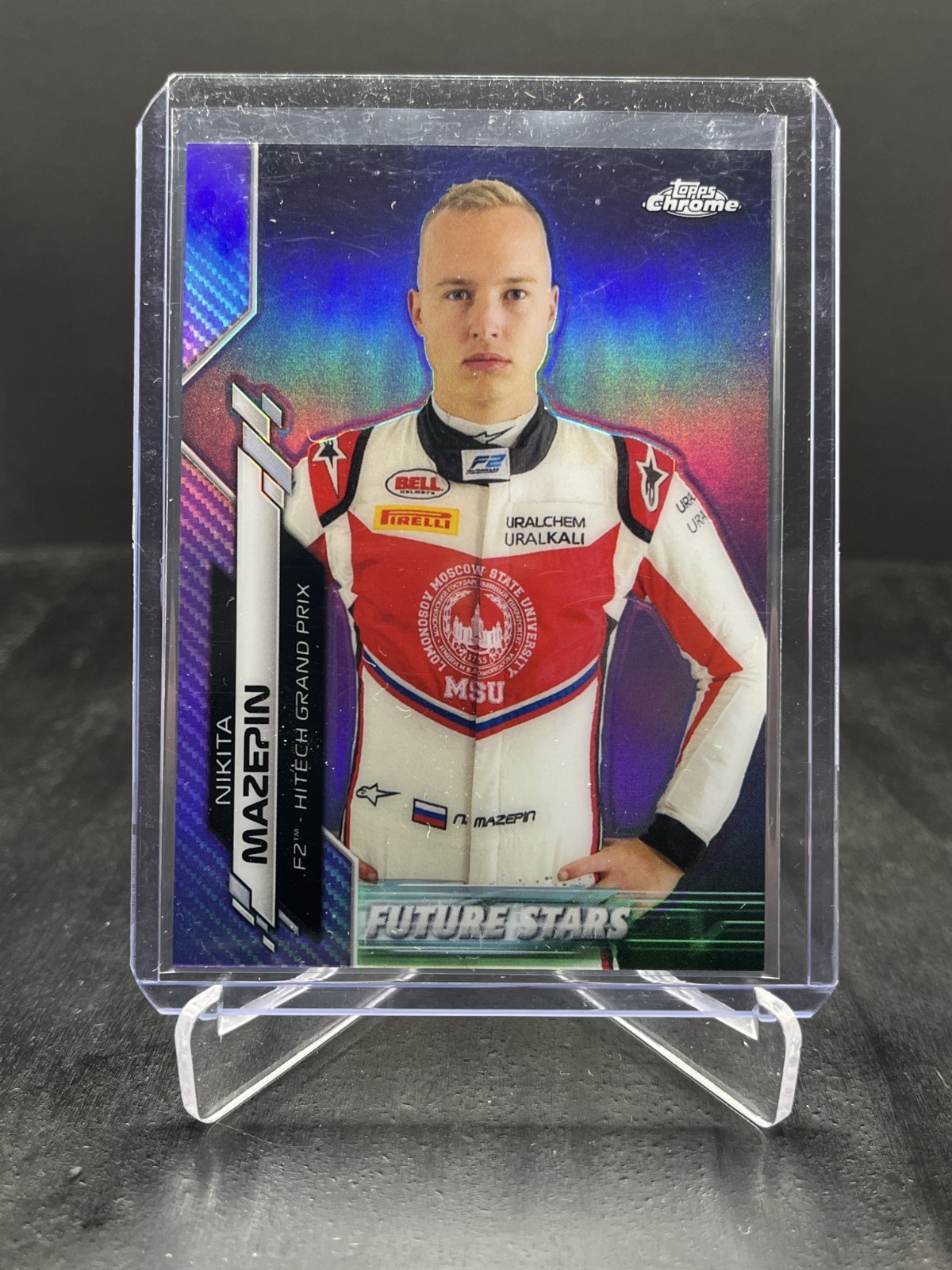 2020 Topps Chrome F1 Nikita Mazepin Future Stars Purple Refractor 345/399 #57
