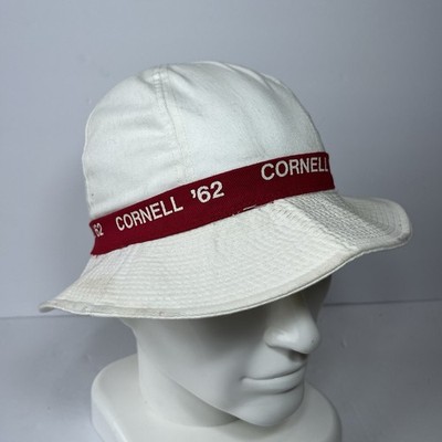 Vintage 1962 Cornell University White & Red Medium Bucket Hat Warden Brooks Ltd
