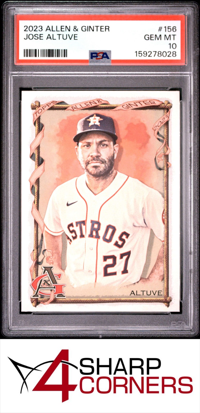 2023 TOPPS ALLEN & GINTER #156 JOSE ALTUVE ASTROS POP 6 PSA 10 view 1