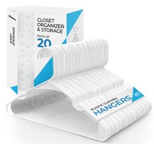 Heavy-Duty Non-Slip Plastic Clothes Hangers 20/50 Pack, White Black