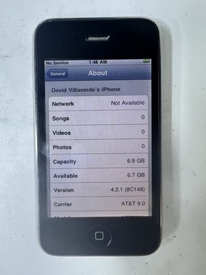 iPhone 3G 8GB Black (AT&T) A1241 (GSM) MB702LL iOS 4.2.1 tested