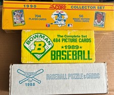 3x 1988-90 MLB BASEBALL COMPLETE FACTORY SETS BOWMAN DONRUSS SCORE GRIFFEY JR RC