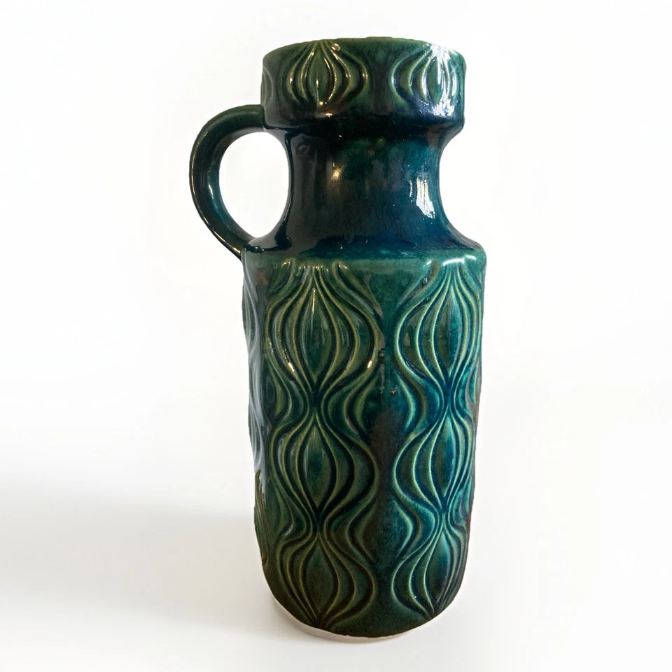 Scheurich Vase im "Zwiebeldesign" Grün Türkis 285-26 Midcentury 70er - Bild 2 von 4