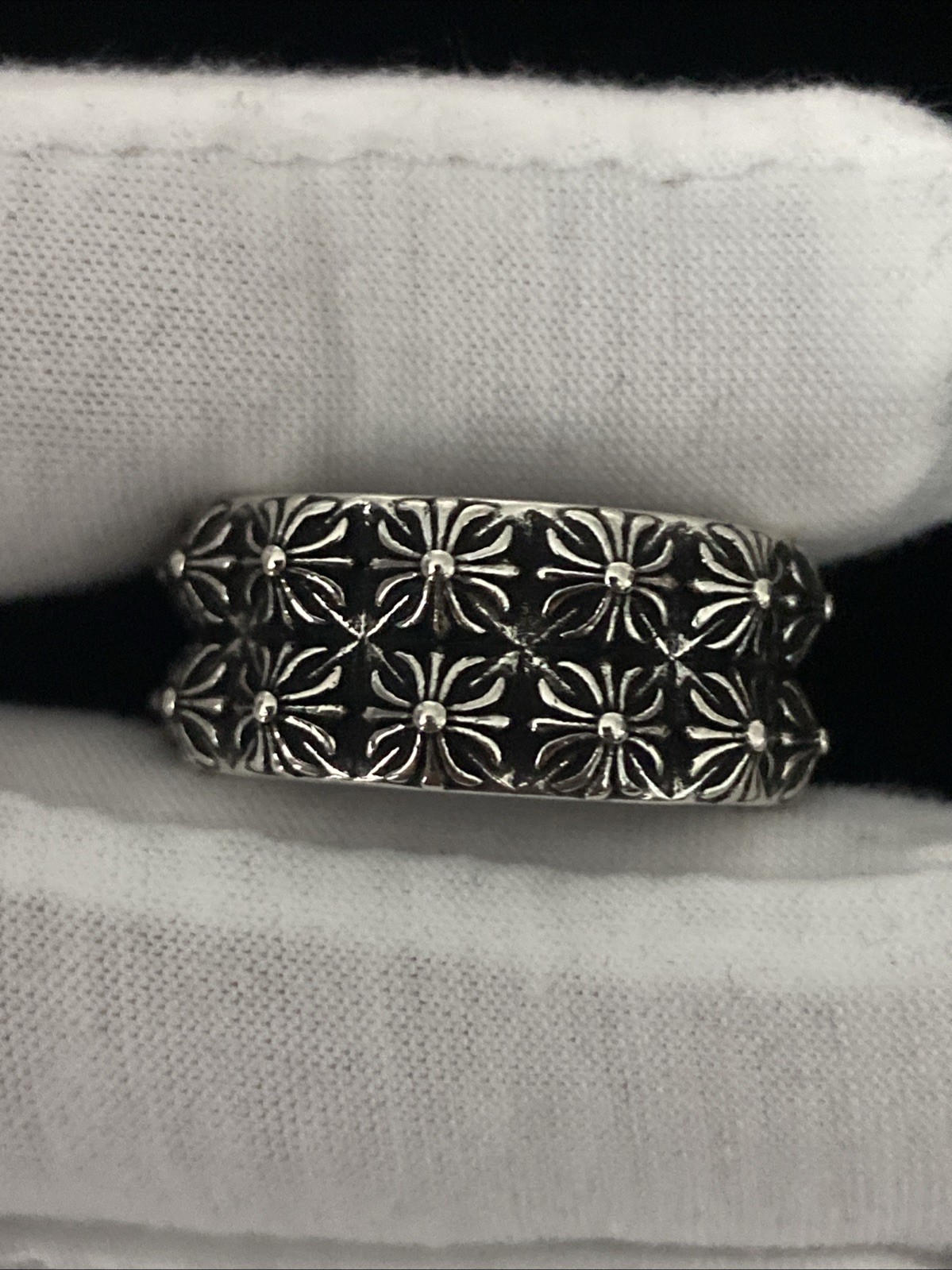 Chrome Hearts Tiny E Cross Double Stack Ring Size… - image 2