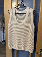 Reiss Size L Sleeveless Ladies Jumper Cream Linen 54