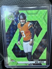 2025 Panini Mosaic Wil Lutz Neon Green /10 Jersey Match Broncos SSP
