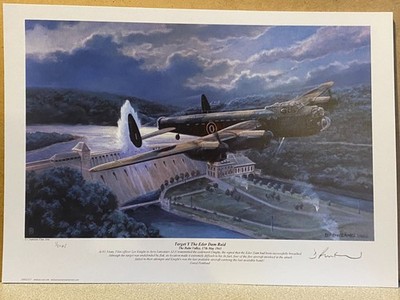 NO 1 ARTIST PROOF DAMBUSTER Luftfahrt Kunstdruck Les Knight Avro Lancaster AJ-N