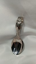 Reed  Barton Baby Spoon Silver Plated Cat Curved Resting Handle