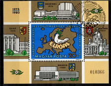 HUNGARY-1980 S/S  - European Security Conference/Map,Pigeon USED!! Mi Bl.147