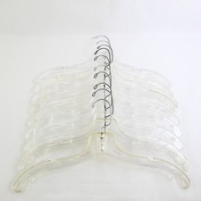 Lot of 10 Clear Plastic Flat Clothes Hangers with Clothes Indents and Wire Hooks