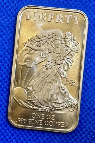 Walking Liberty 1oz .999 fine copper bar