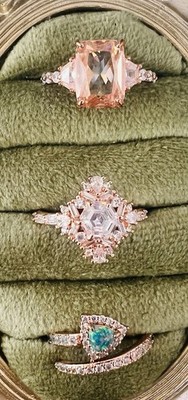BP Rings Size 7 On Rosegold Pl With Assorted Gems Lot Of 3