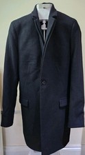 Cappotto uomo All Saints blu navy check Bellevue taglia 38 misto lana nylon cashmere 