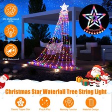Outdoor Waterfall String Lights Christmas Tree 350 LED Lighting Decoration Yard
