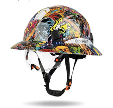 DS-SMAAT Safety Helmet Multi-Color Design Full Brim w/Visor New Open Box
