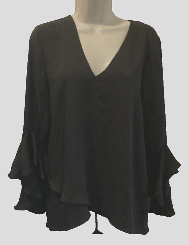 Vince Camuto Medium V-Neck Flounce Sleeve Poet's Blouse 25-501-1