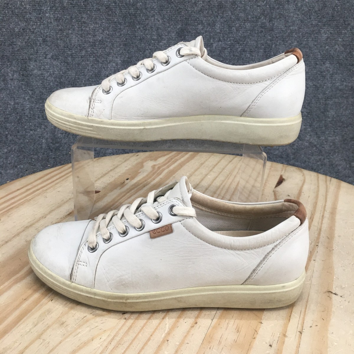 ECCO Shoes Womens 6 Soft 7 Casual Sneakers White Leather Lace Up