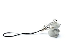 Mouse Cell Phone Charm Miniblings Mouse Animal Rat Pet Flock Light Grey
