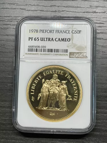 France 1978 PieFort KM-P620 50 Francs Gold Coin NGC PF 65 ULTRA CAMEO SKU#7099