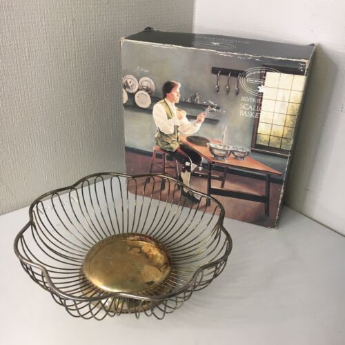 Godinger Scalloped Silver Plate Basket Paul Revere W/ Original Box Silverplate - Picture 2 of 8
