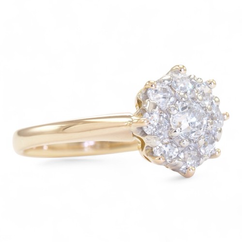 EDWARDIAN BOUQUET 1900s 18K Yellow Gold Old European Cut Diamond Cluster Ring - Picture 8 of 10