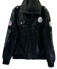 NFL Men's Pittsburgh Steelers Big Logo Leather Jacket BLACK SMALL