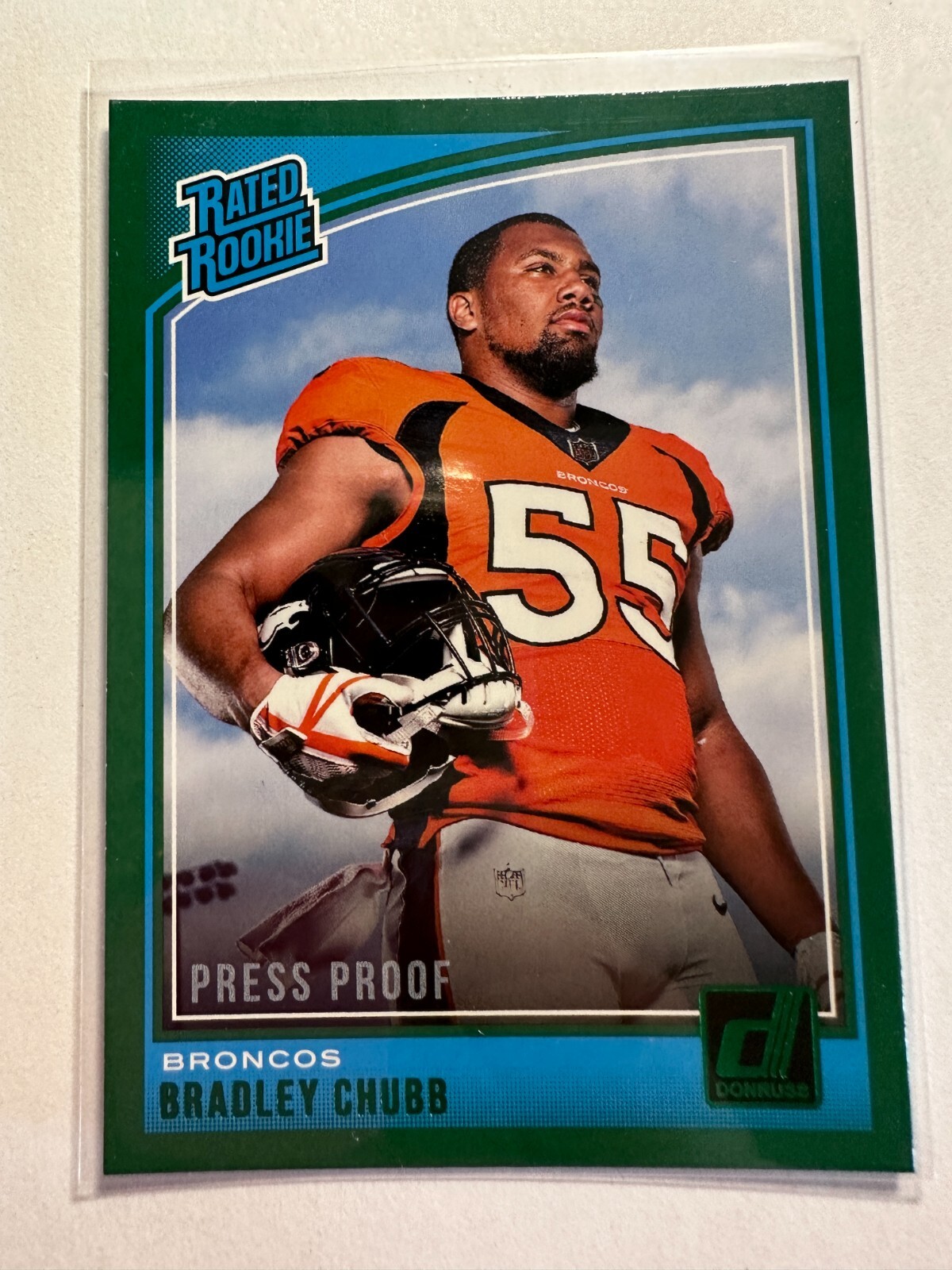 K21,046 - 2018 Donruss Press Proof Green #319 Bradley Chubb RR