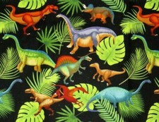 FAT QUARTER DINOSAURS PREHISTORIC COTTON FABRIC JURASSIC T REX LOST WORLD DINO