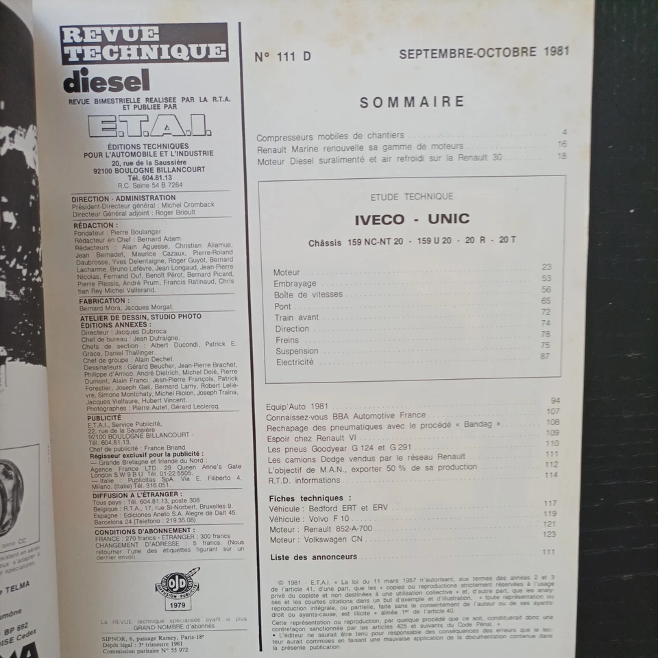 revue technique Iveco 159 NC NR 20 159 U 20 U 20 R U 20 T RT diesel Iveco unic - Photo 2/4