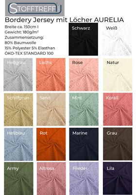Brodery Jersey mit Löchern AURELIA -50 cm-Schritte -Lochstickerei -Stretchjersey