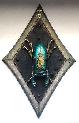 Handmade Huge Stag Beetle Sculpture Wall Decor - Oddity, Curiosity - Very Cool!