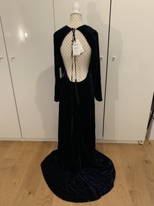 navy velvet evening dress