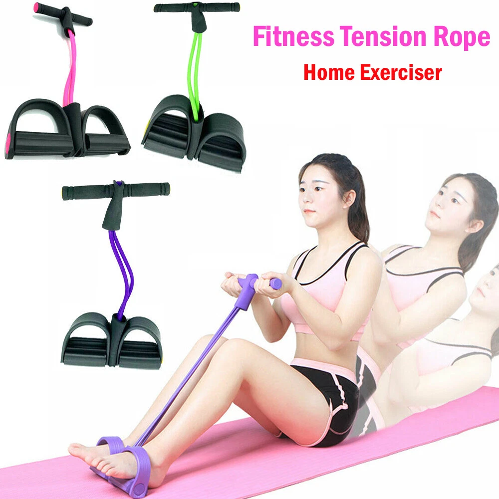 Fitness Tension Rope Foot Pedal Exercise Pull Resistance Trainer Expander Muscle