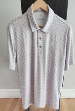 Adidas Golf Shirt Polo Men's Medium Adi-Print Light Grey 1 UPF 50 NWT MSPR $65